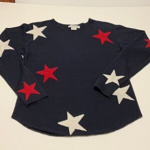 Rachel Zoe Cashmere Blend Star Print Sweater Size XS. Navy, red and white tswift